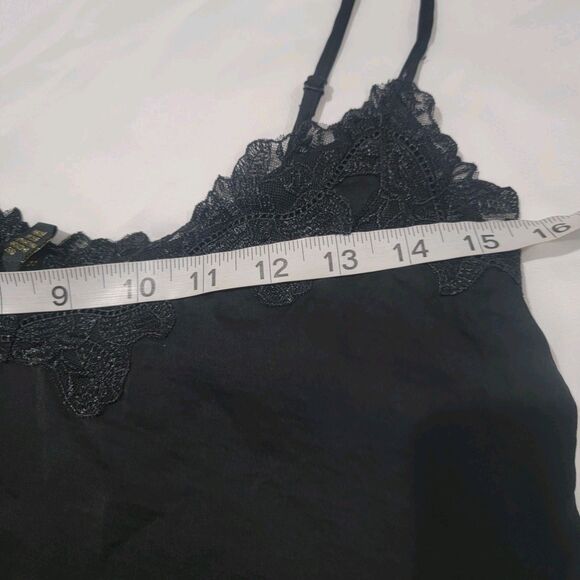 Y2K Forever 21 Womens Tank Top Cami Size Small Black Lace Floral Trim Whimsigoth - Picture 6 of 6